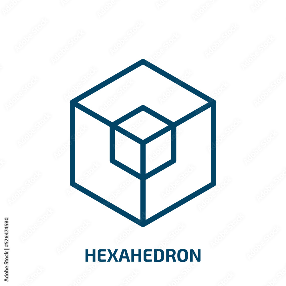 hexahedron icon from geometry collection. Thin linear hexahedron, emblem, business outline icon isolated on white background. Line vector hexahedron sign, symbol for web and mobile hexahedron icon from geometry collection. Thin linear hexahedron, emblem, business outline icon isolated on white background. Line vector hexahedron sign, symbol for web and mobile
