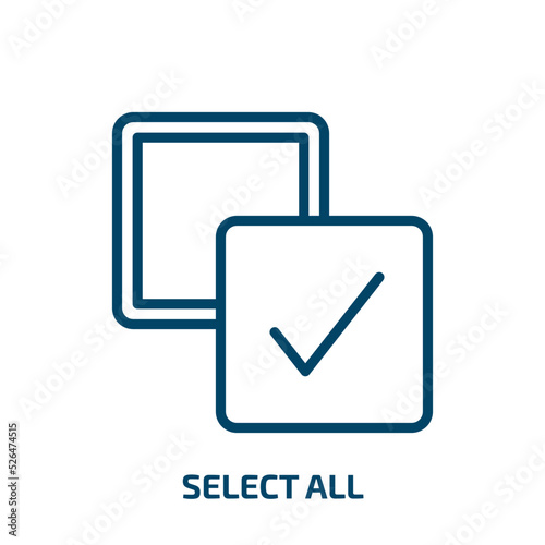 select all icon from geometry collection. Thin linear select all, select, backup outline icon isolated on white background. Line vector select all sign, symbol for web and mobile
