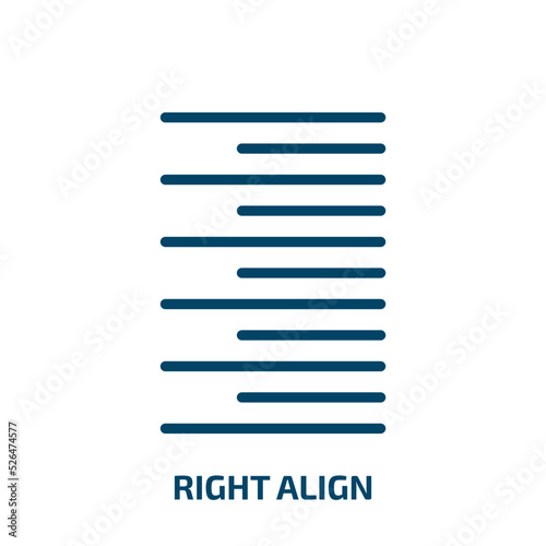 right align icon from geometry collection. Thin linear right align, align, button outline icon isolated on white background. Line vector right align sign, symbol for web and mobile