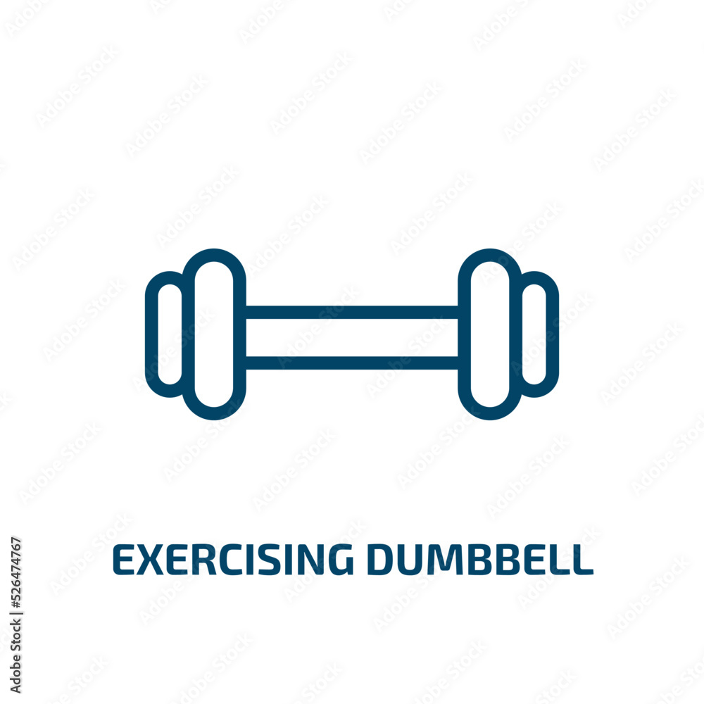 exercising dumbbell icon from gym and fitness collection. Thin linear exercising dumbbell, exercise, body outline icon isolated on white background. Line vector exercising dumbbell sign, symbol for exercising dumbbell icon from gym and fitness collection. Thin linear exercising dumbbell, exercise, body outline icon isolated on white background. Line vector exercising dumbbell sign, symbol for