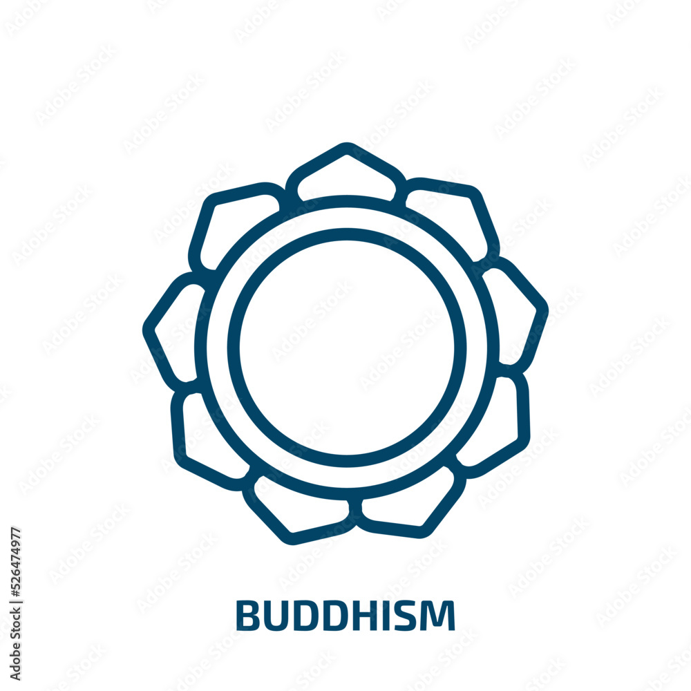 buddhism icon from religion collection. Thin linear buddhism, taoism, chinese outline icon isolated on white background. Line vector buddhism sign, symbol for web and mobile