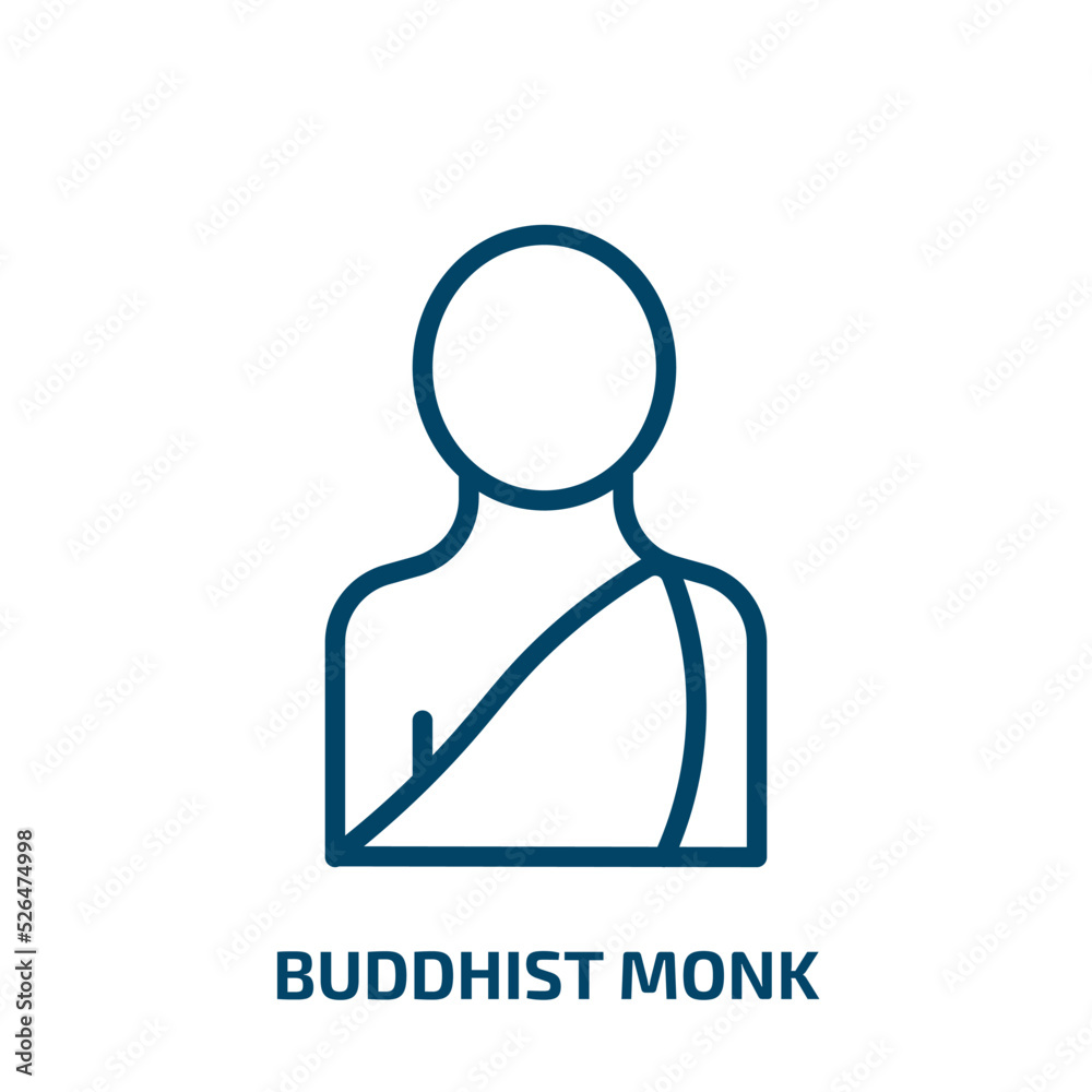 buddhist monk icon from religion collection. Thin linear buddhist monk, buddha, religious outline icon isolated on white background. Line vector buddhist monk sign, symbol for web and mobile buddhist monk icon from religion collection. Thin linear buddhist monk, buddha, religious outline icon isolated on white background. Line vector buddhist monk sign, symbol for web and mobile