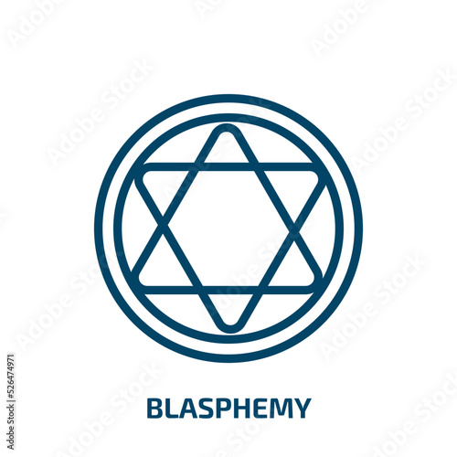 blasphemy icon from religion collection. Thin linear blasphemy, magic, pentacle outline icon isolated on white background. Line vector blasphemy sign, symbol for web and mobile