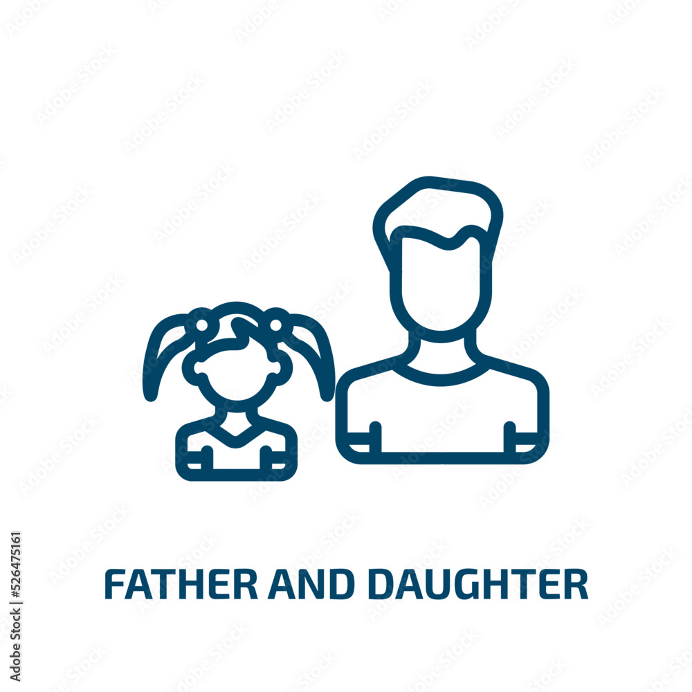 father and daughter icon from people collection. Thin linear father and daughter, happy, mother outline icon isolated on white background. Line vector father and daughter sign, symbol for web and father and daughter icon from people collection. Thin linear father and daughter, happy, mother outline icon isolated on white background. Line vector father and daughter sign, symbol for web and