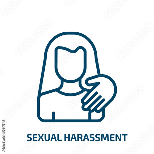 sexual harassment icon from people collection. Thin linear sexual harassment, harassment, sexual outline icon isolated on white background. Line vector sexual harassment sign, symbol for web and