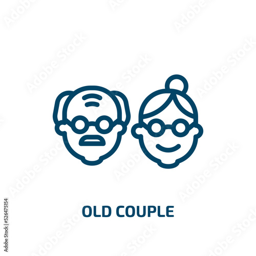 old couple icon from people collection. Thin linear old couple, couple, old outline icon isolated on white background. Line vector old couple sign, symbol for web and mobile