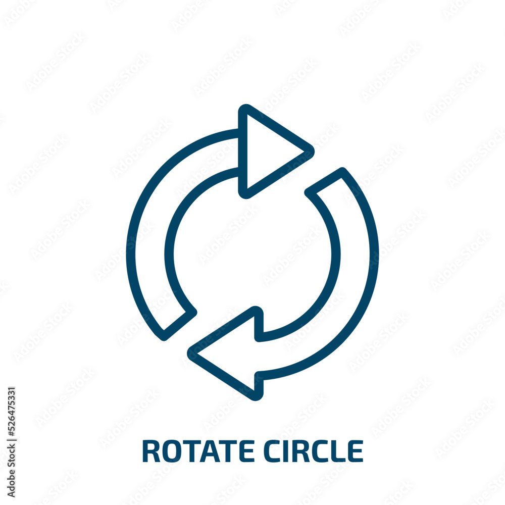 rotate circle icon from shapes collection. Thin linear rotate circle, circle, rotation outline icon isolated on white background. Line vector rotate circle sign, symbol for web and mobile rotate circle icon from shapes collection. Thin linear rotate circle, circle, rotation outline icon isolated on white background. Line vector rotate circle sign, symbol for web and mobile