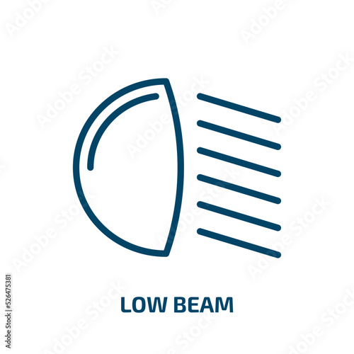 low beam icon from shapes collection. Thin linear low beam, light, beam outline icon isolated on white background. Line vector low beam sign, symbol for web and mobile