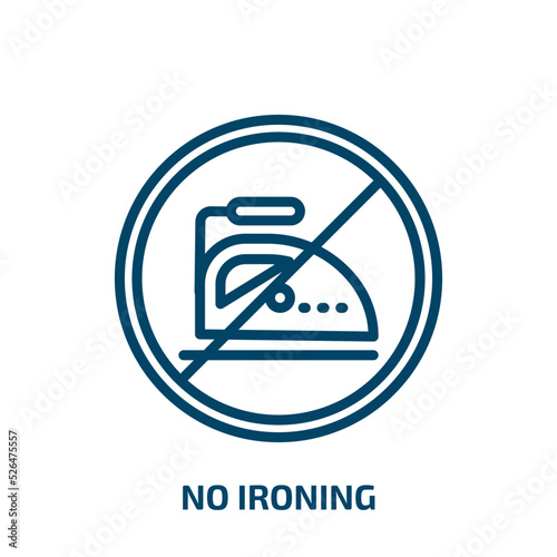 no ironing icon from signs collection. Thin linear no ironing, iron, machine outline icon isolated on white background. Line vector no ironing sign, symbol for web and mobile