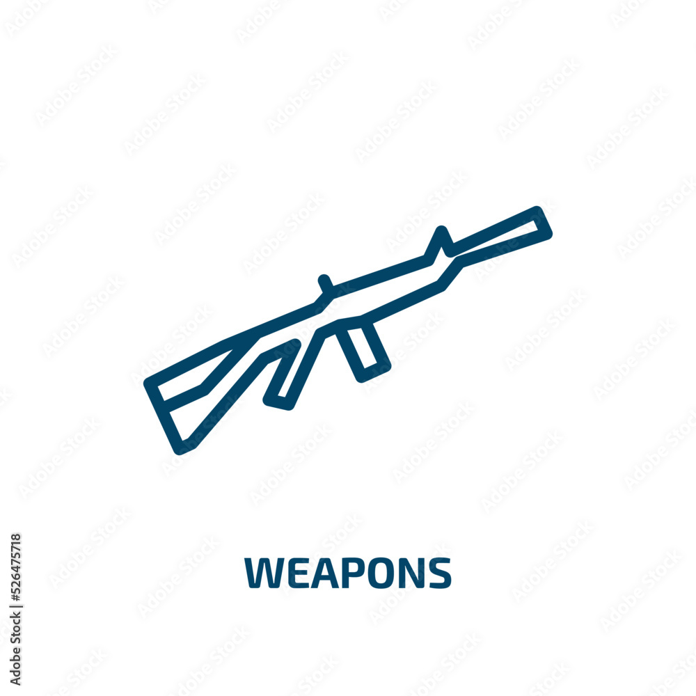 weapons icon from signs collection. Thin linear weapons, weapon, military outline icon isolated on white background. Line vector weapons sign, symbol for web and mobile
