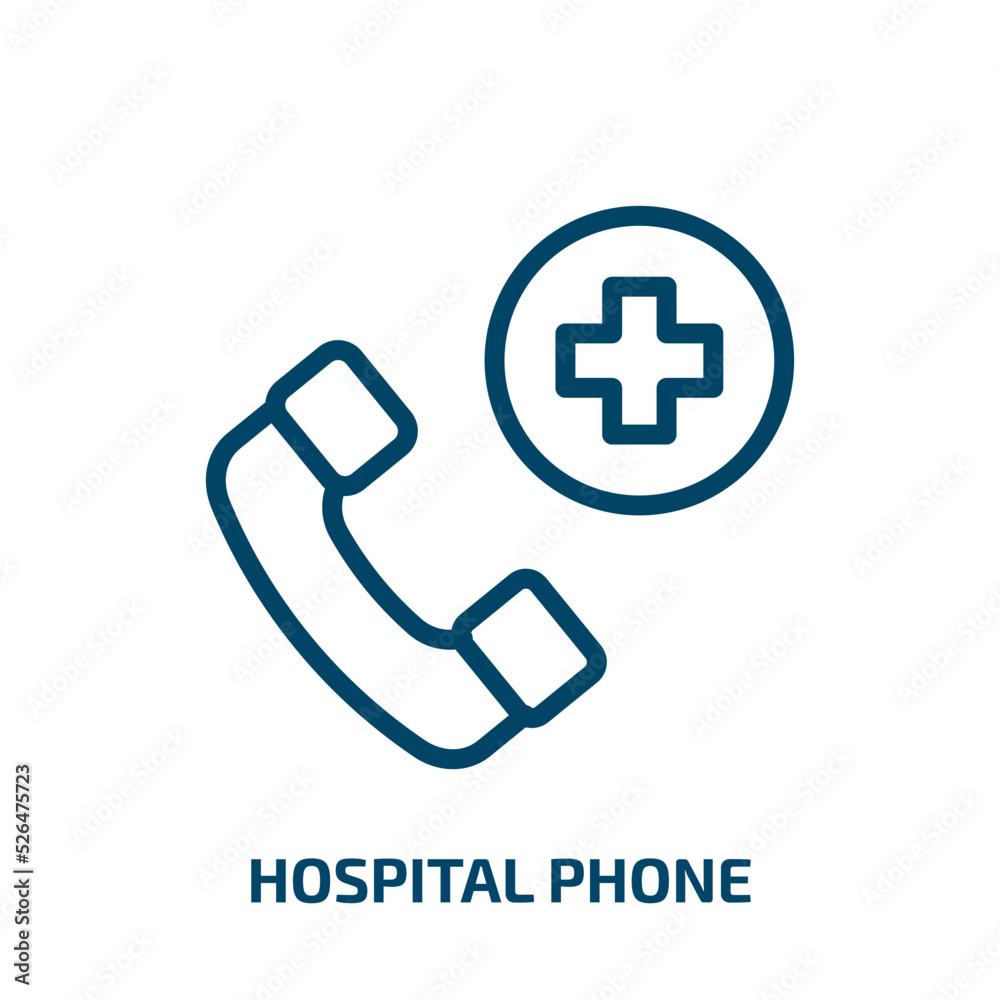 hospital phone icon from technology collection. Thin linear hospital phone, hospital, phone outline icon isolated on white background. Line vector hospital phone sign, symbol for web and mobile hospital phone icon from technology collection. Thin linear hospital phone, hospital, phone outline icon isolated on white background. Line vector hospital phone sign, symbol for web and mobile