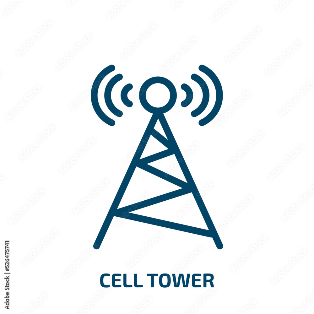 cell tower icon from technology collection. Thin linear cell tower, antenna, radio outline icon isolated on white background. Line vector cell tower sign, symbol for web and mobile cell tower icon from technology collection. Thin linear cell tower, antenna, radio outline icon isolated on white background. Line vector cell tower sign, symbol for web and mobile