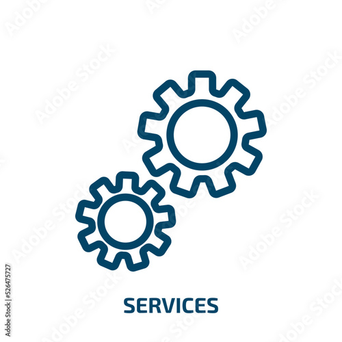 services icon from technology collection. Thin linear services, service, communication outline icon isolated on white background. Line vector services sign, symbol for web and mobile