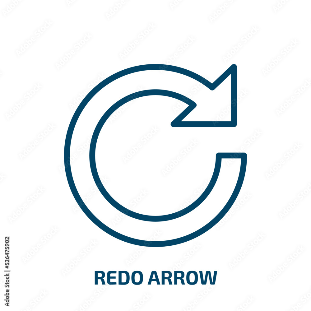 redo arrow icon from user interface collection. Thin linear redo arrow, arrow, redo outline icon isolated on white background. Line vector redo arrow sign, symbol for web and mobile redo arrow icon from user interface collection. Thin linear redo arrow, arrow, redo outline icon isolated on white background. Line vector redo arrow sign, symbol for web and mobile