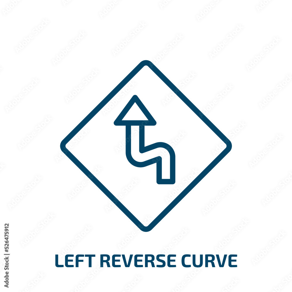 left reverse curve icon from user interface collection. Thin linear left reverse curve, arrow, curve outline icon isolated on white background. Line vector left reverse curve sign, symbol for web and left reverse curve icon from user interface collection. Thin linear left reverse curve, arrow, curve outline icon isolated on white background. Line vector left reverse curve sign, symbol for web and