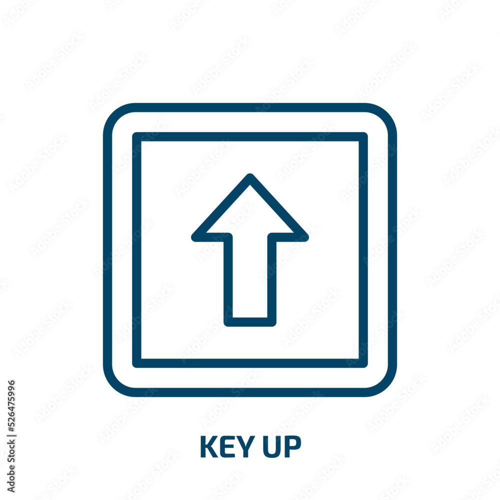 key up icon from user interface collection. Thin linear key up, key, internet outline icon isolated on white background. Line vector key up sign, symbol for web and mobile key up icon from user interface collection. Thin linear key up, key, internet outline icon isolated on white background. Line vector key up sign, symbol for web and mobile