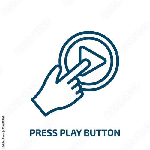 press play button icon from user interface collection. Thin linear press play button, play, glossy outline icon isolated on white background. Line vector press play button sign, symbol for web and