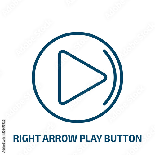 right arrow play button icon from user interface collection. Thin linear right arrow play button, play, next outline icon isolated on white background. Line vector right arrow play button sign, symbol