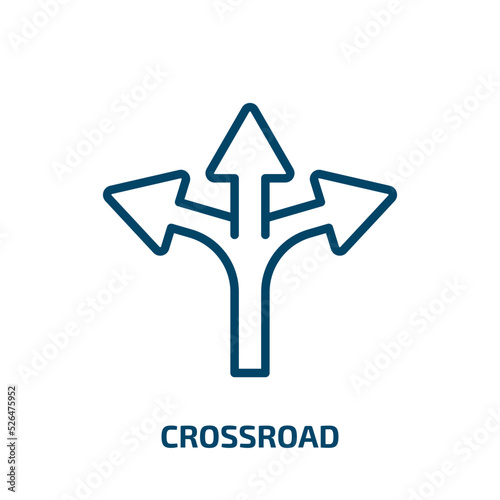crossroad icon from user interface collection. Thin linear crossroad, path, road outline icon isolated on white background. Line vector crossroad sign, symbol for web and mobile