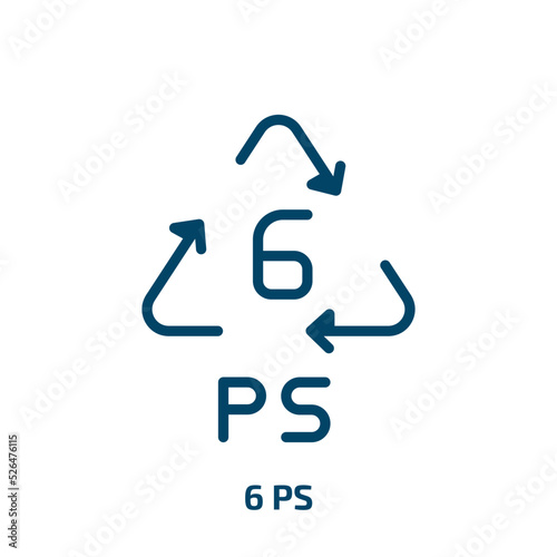 6 ps icon from user interface collection. Thin linear 6 ps, ps, polystyrene outline icon isolated on white background. Line vector 6 ps sign, symbol for web and mobile