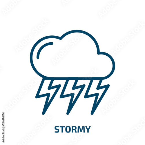stormy icon from weather collection. Thin linear stormy, thunder, lightning outline icon isolated on white background. Line vector stormy sign, symbol for web and mobile