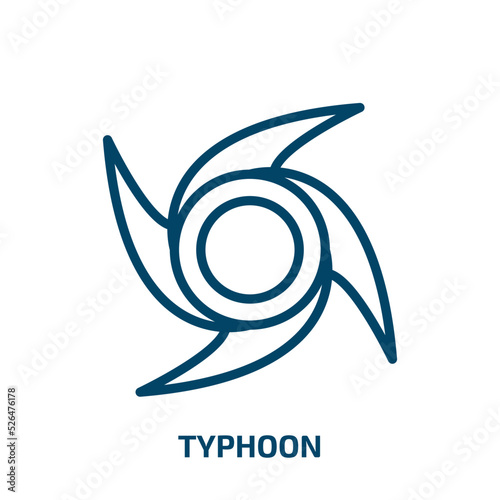 typhoon icon from weather collection. Thin linear typhoon, hurricane, wind outline icon isolated on white background. Line vector typhoon sign, symbol for web and mobile