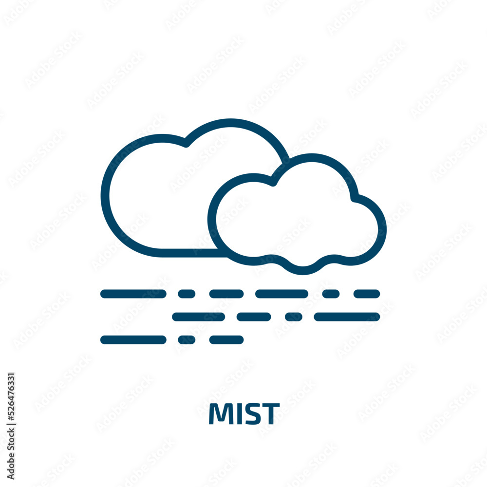 mist icon from weather collection. Thin linear mist, weather, snow outline icon isolated on white background. Line vector mist sign, symbol for web and mobile mist icon from weather collection. Thin linear mist, weather, snow outline icon isolated on white background. Line vector mist sign, symbol for web and mobile