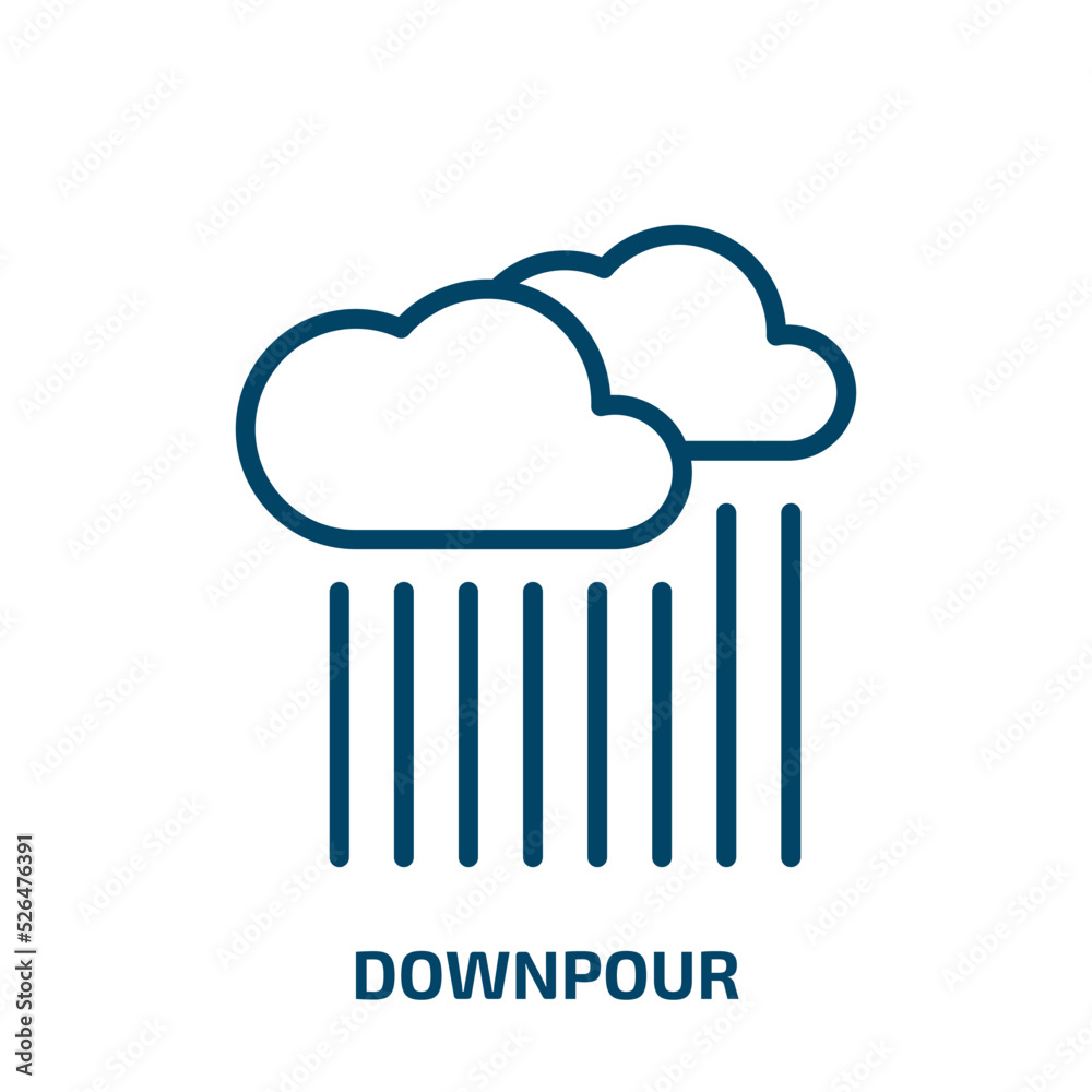 downpour icon from weather collection. Thin linear downpour, cloud, sky outline icon isolated on white background. Line vector downpour sign, symbol for web and mobile downpour icon from weather collection. Thin linear downpour, cloud, sky outline icon isolated on white background. Line vector downpour sign, symbol for web and mobile