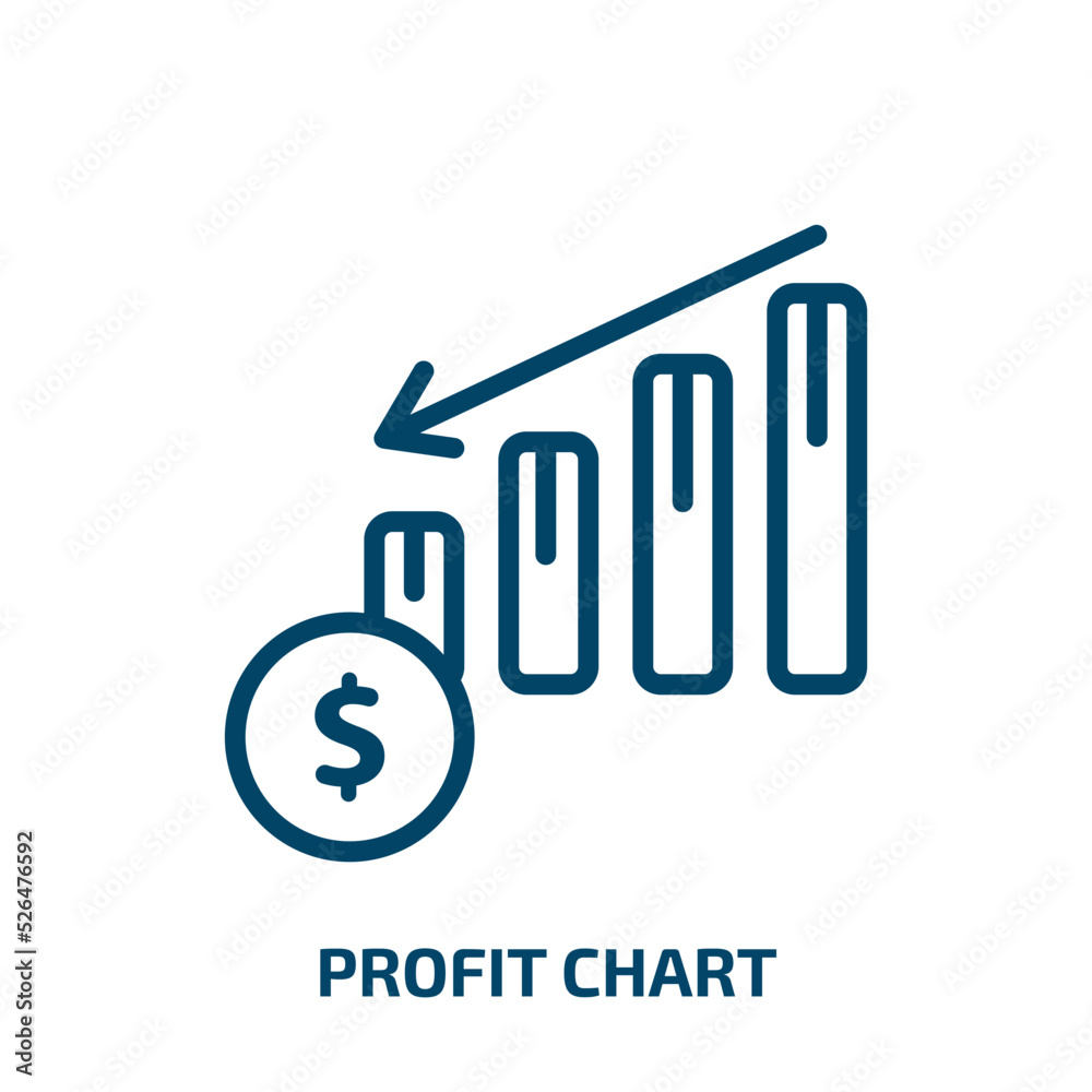 profit chart icon from business collection. Thin linear profit chart, market, financial outline icon isolated on white background. Line vector profit chart sign, symbol for web and mobile