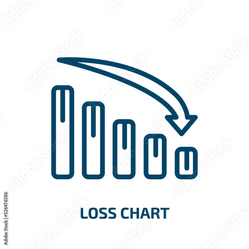 loss chart icon from business collection. Thin linear loss chart  financial  loss outline icon isolated on white background. Line vector loss chart sign  symbol for web and mobile