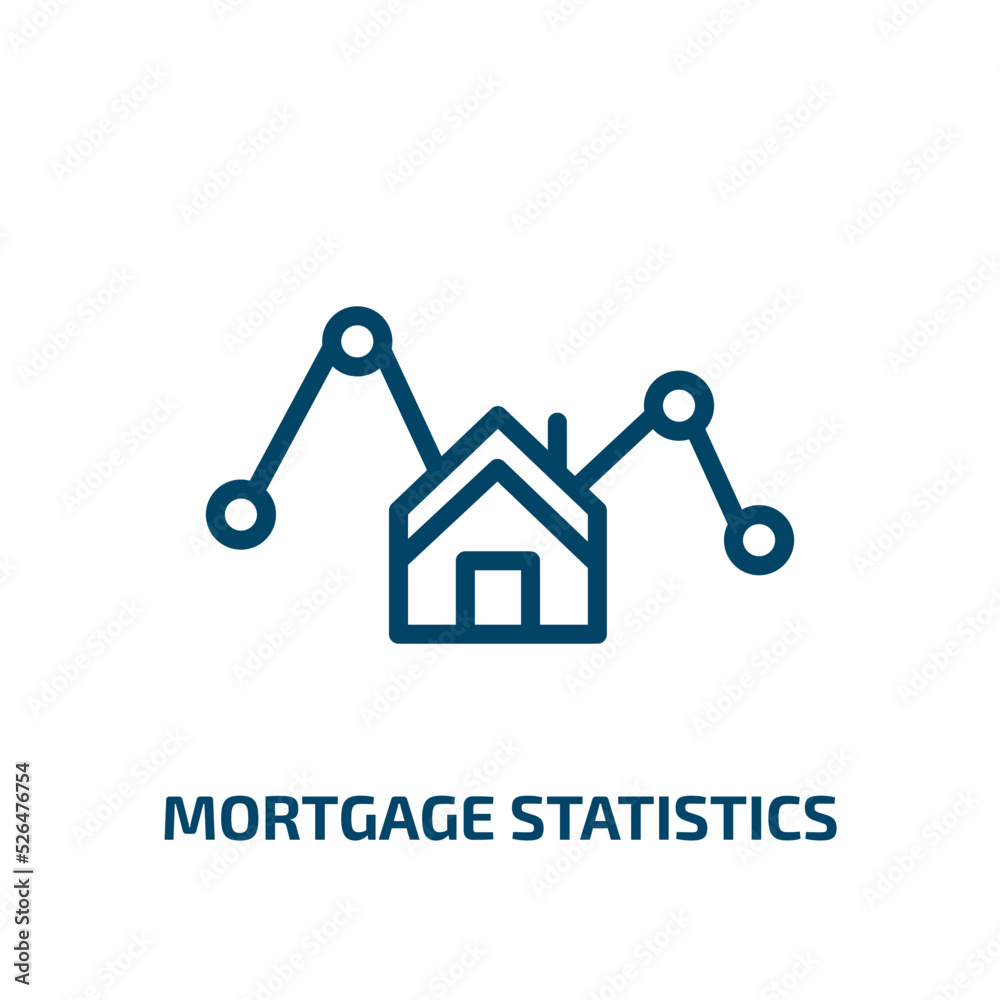 mortgage statistics icon from business and analytics collection. Thin linear mortgage statistics, payment, mortgage outline icon isolated on white background. Line vector mortgage statistics sign,