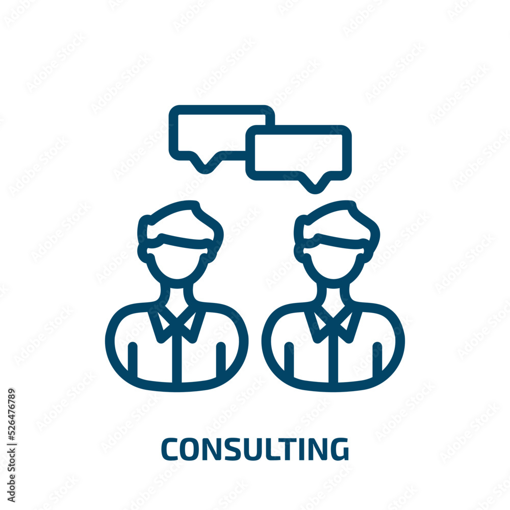 consulting icon from business and analytics collection. Thin linear consulting, online, business outline icon isolated on white background. Line vector consulting sign, symbol for web and mobile consulting icon from business and analytics collection. Thin linear consulting, online, business outline icon isolated on white background. Line vector consulting sign, symbol for web and mobile