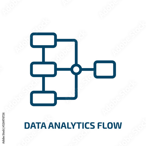 data analytics flow icon from business and analytics collection. Thin linear data analytics flow, data, flow outline icon isolated on white background. Line vector data analytics flow sign, symbol for