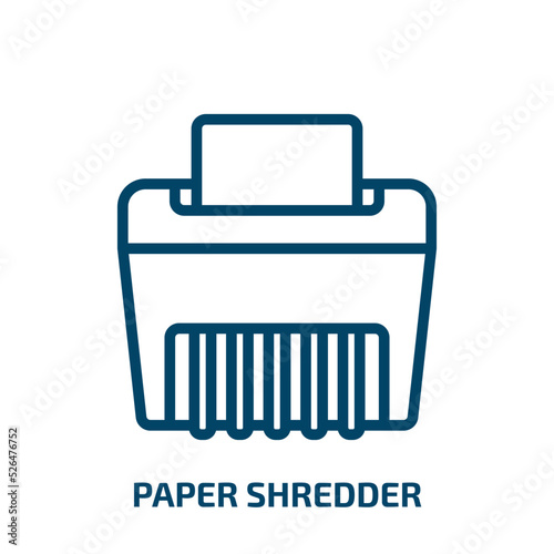 paper shredder icon from business and analytics collection. Thin linear paper shredder, shredder, office outline icon isolated on white background. Line vector paper shredder sign, symbol for web and