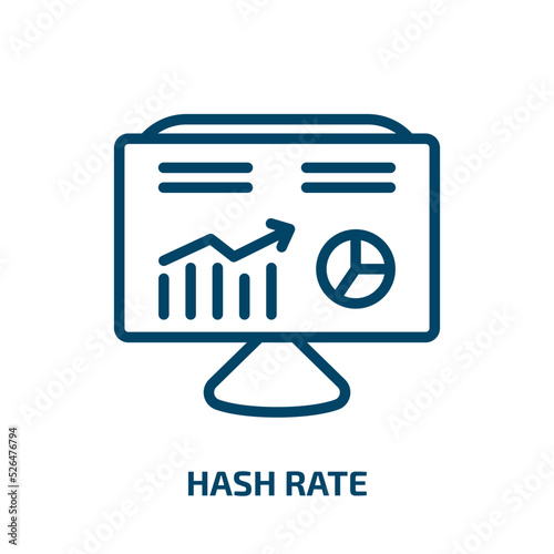 hash rate icon from business and finance collection. Thin linear hash rate, currency, business outline icon isolated on white background. Line vector hash rate sign, symbol for web and mobile