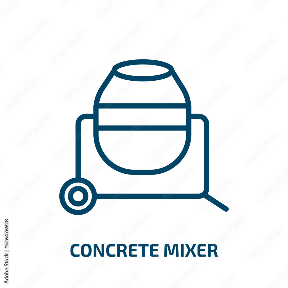 concrete mixer icon from construction tools collection. Thin linear concrete mixer, concrete, mixer outline icon isolated on white background. Line vector concrete mixer sign, symbol for web and