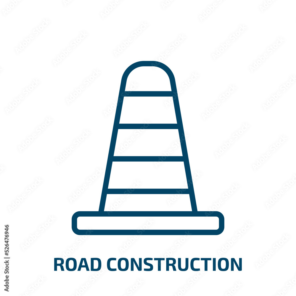 road construction icon from construction tools collection. Thin linear road construction, road, construction outline icon isolated on white background. Line vector road construction sign, symbol for road construction icon from construction tools collection. Thin linear road construction, road, construction outline icon isolated on white background. Line vector road construction sign, symbol for