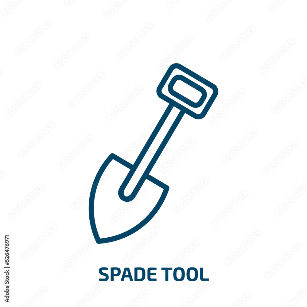 spade tool icon from construction tools collection. Thin linear spade tool, shovel, spade outline icon isolated on white background. Line vector spade tool sign, symbol for web and mobile spade tool icon from construction tools collection. Thin linear spade tool, shovel, spade outline icon isolated on white background. Line vector spade tool sign, symbol for web and mobile