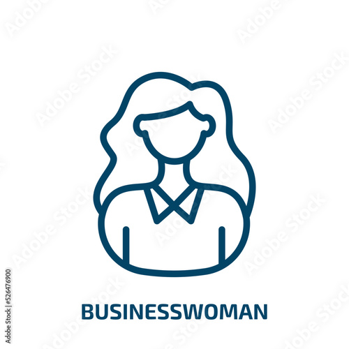 businesswoman icon from business collection. Thin linear businesswoman, business, office outline icon isolated on white background. Line vector businesswoman sign, symbol for web and mobile
