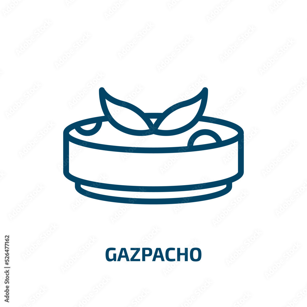 gazpacho icon from culture collection. Thin linear gazpacho, pepper, soup outline icon isolated on white background. Line vector gazpacho sign, symbol for web and mobile gazpacho icon from culture collection. Thin linear gazpacho, pepper, soup outline icon isolated on white background. Line vector gazpacho sign, symbol for web and mobile