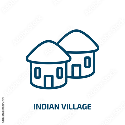 indian village icon from culture collection. Thin linear indian village, person, man outline icon isolated on white background. Line vector indian village sign, symbol for web and mobile