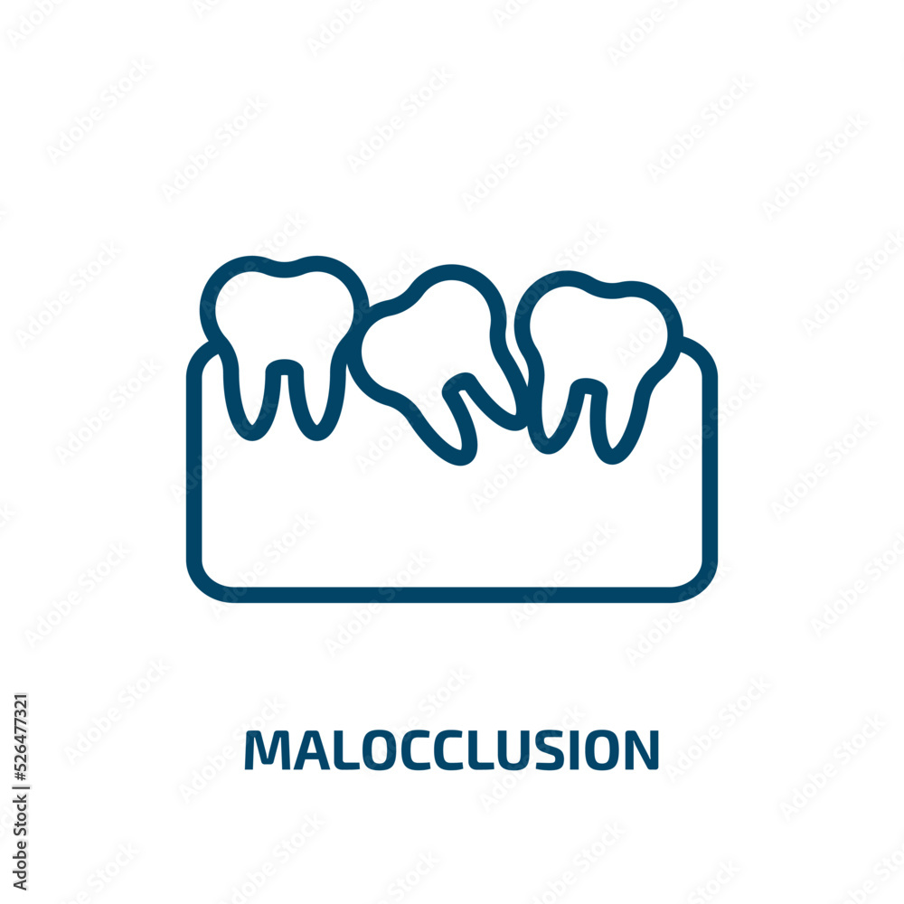 malocclusion icon from dentist collection. Thin linear malocclusion, health, dentistry outline icon isolated on white background. Line vector malocclusion sign, symbol for web and mobile malocclusion icon from dentist collection. Thin linear malocclusion, health, dentistry outline icon isolated on white background. Line vector malocclusion sign, symbol for web and mobile