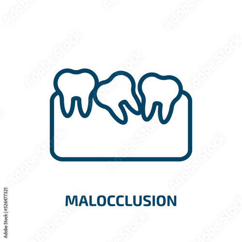 malocclusion icon from dentist collection. Thin linear malocclusion, health, dentistry outline icon isolated on white background. Line vector malocclusion sign, symbol for web and mobile