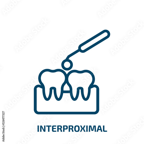 interproximal icon from dentist collection. Thin linear interproximal, mouth, oral outline icon isolated on white background. Line vector interproximal sign, symbol for web and mobile