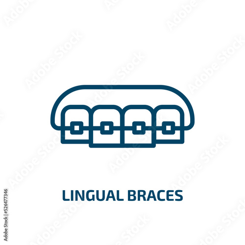 lingual braces icon from dentist collection. Thin linear lingual braces, medical, braces outline icon isolated on white background. Line vector lingual braces sign, symbol for web and mobile