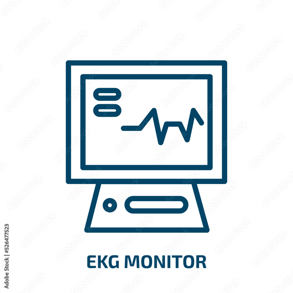 ekg monitor icon from dentist collection. Thin linear ekg monitor, medical, ecg outline icon isolated on white background. Line vector ekg monitor sign, symbol for web and mobile