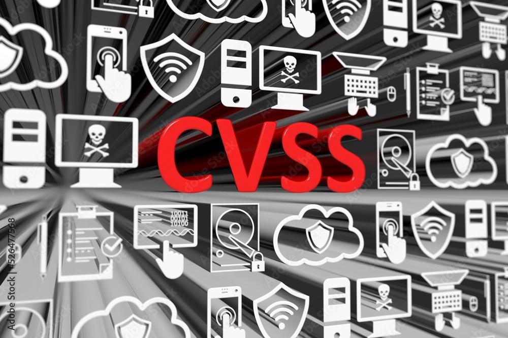 CVSS concept blurred background 3d render illustration
