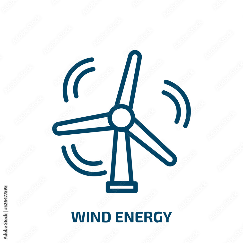 wind energy icon from ecology collection. Thin linear wind energy, electricity, battery outline icon isolated on white background. Line vector wind energy sign, symbol for web and mobile wind energy icon from ecology collection. Thin linear wind energy, electricity, battery outline icon isolated on white background. Line vector wind energy sign, symbol for web and mobile