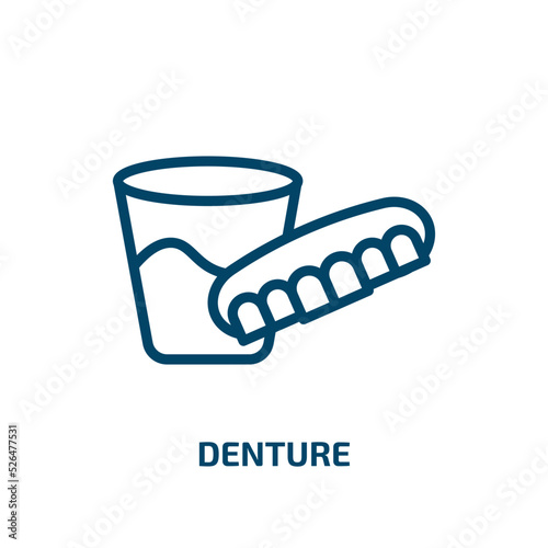 denture icon from dentist collection. Thin linear denture, dentist, medicine outline icon isolated on white background. Line vector denture sign, symbol for web and mobile