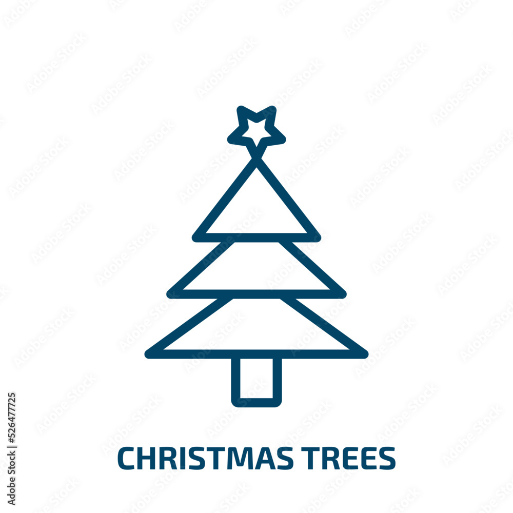 christmas trees icon from ecology collection. Thin linear christmas trees, winter, ornament outline icon isolated on white background. Line vector christmas trees sign, symbol for web and mobile